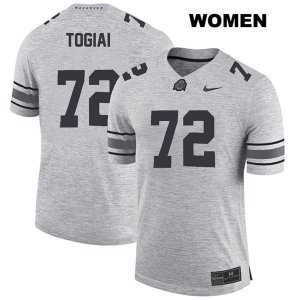 Women's NCAA Ohio State Buckeyes Tommy Togiai #72 College Stitched Authentic Nike Gray Football Jersey JD20T27JN
